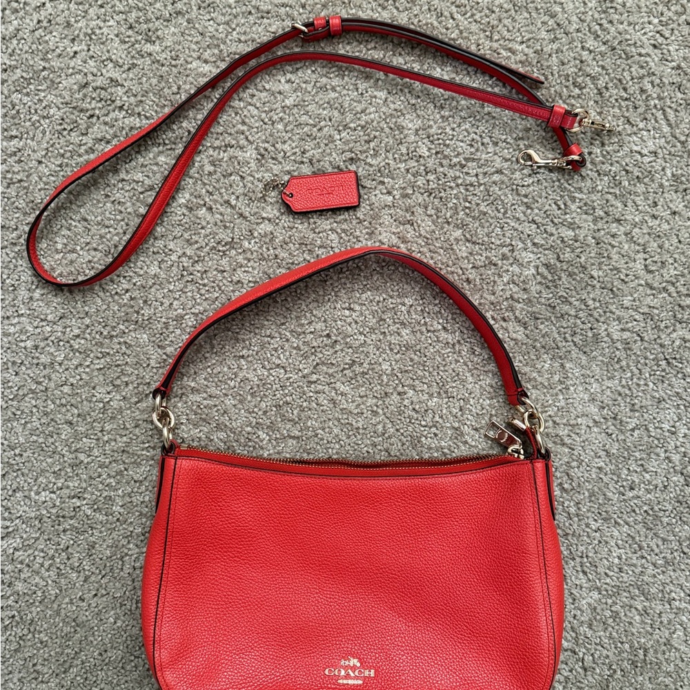 Coach Orange Leather Shoulder/Crossbody Bag